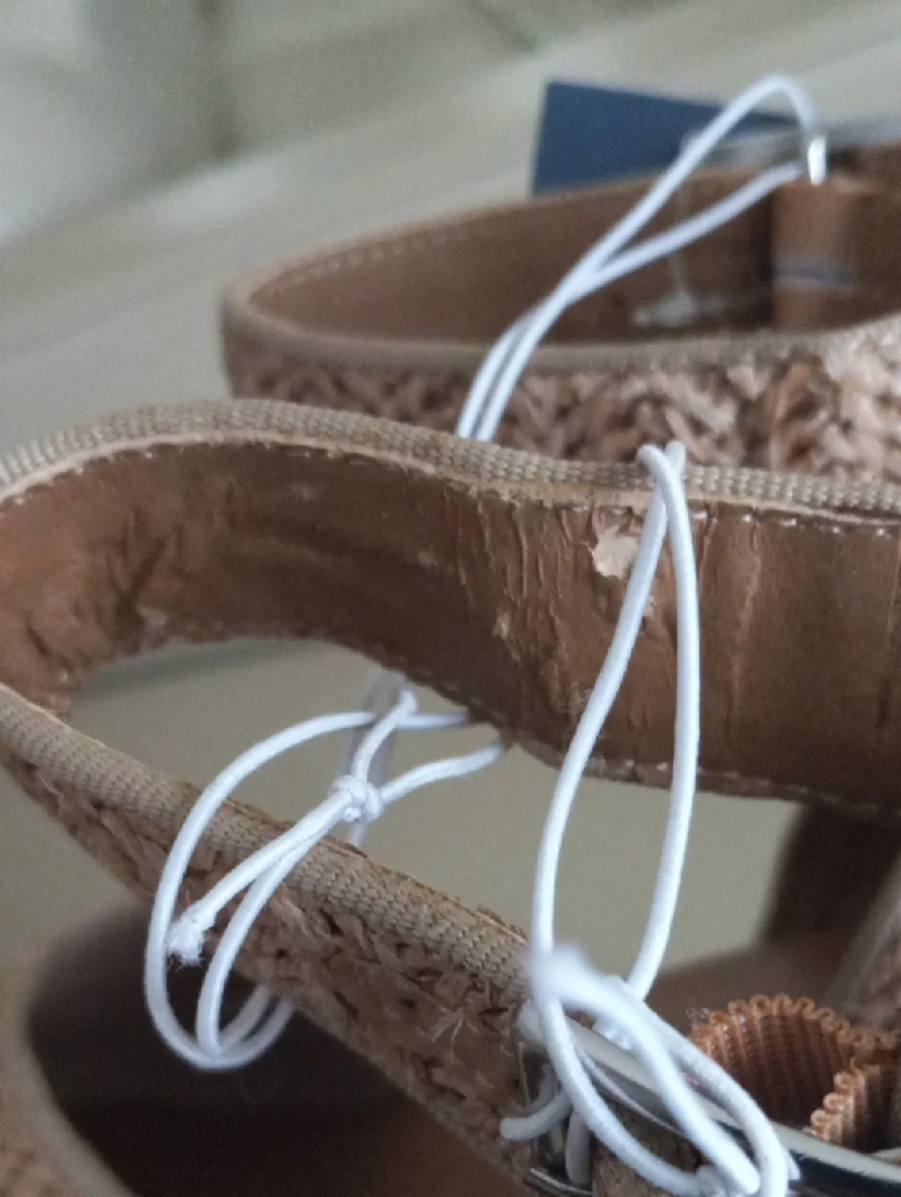 Universal Thread Tan Braided Espadrille Wedge Sandals with Ankle Buckle Size 11